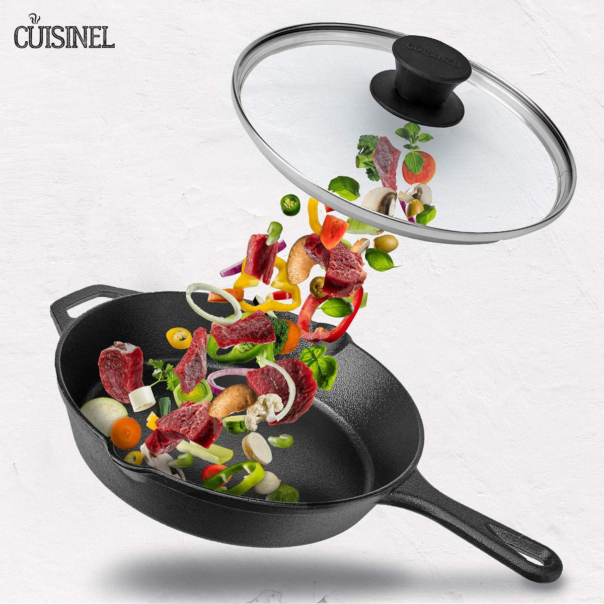 Glass Lid - 10"-inch/25.4-cm/264mm - Compatible with Lodge - Fully Assembled Tempered Replacement Cover - Oven Safe for Skillet Pots Pans - Universal for all Cookware: Cast Iron, Stainless Steel