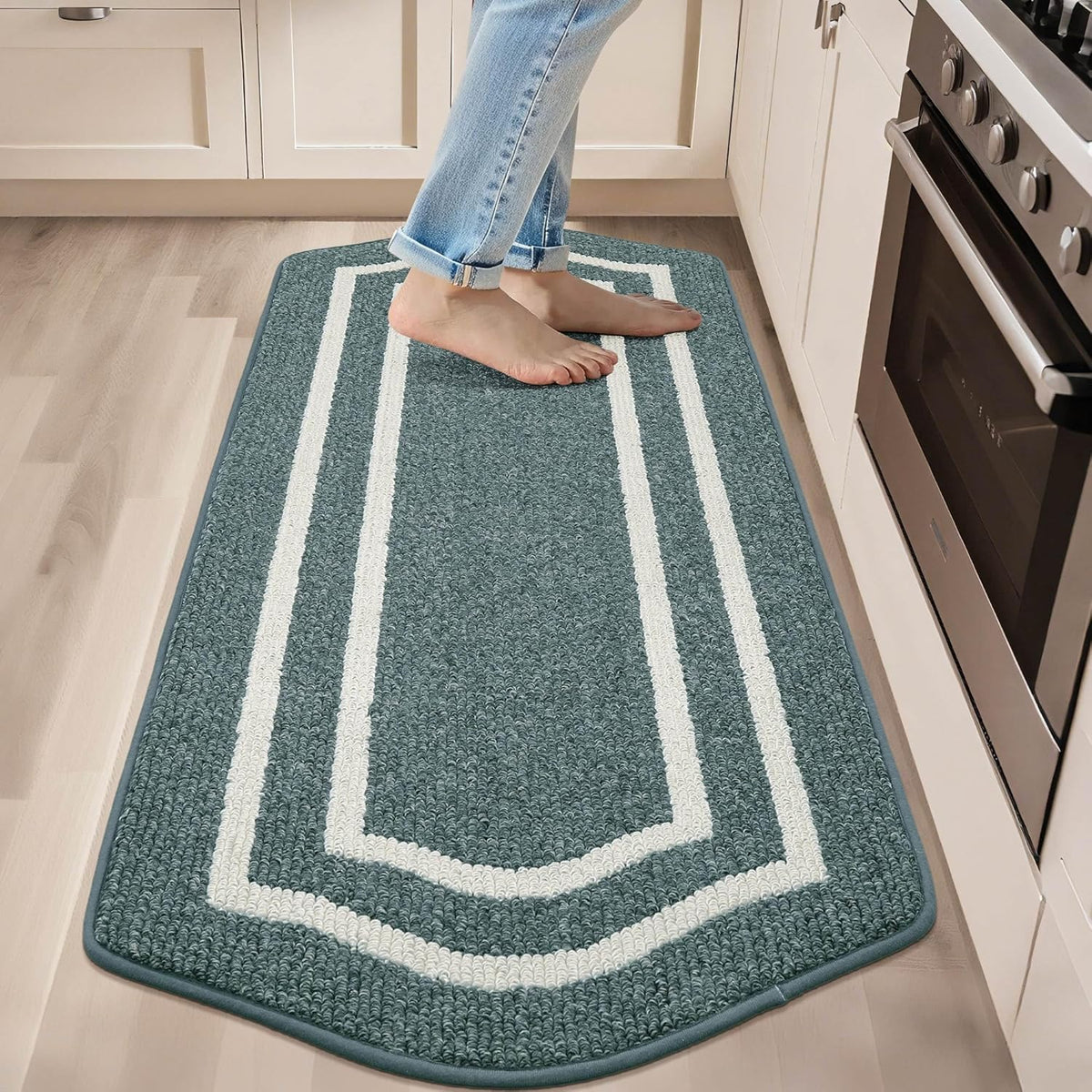 COSY HOMEER Kitchen Rugs and Mats 24"x59" Non Slip Kitchen Mats for Floor Washable Kitchen Runner Rug Stain Resistant Standing Mat for Kitchen,Sink,Polypropylene,Lake Blue