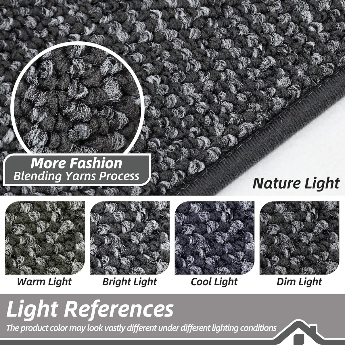 BEQHAUSE Dirt Trapper Door Mat 20" x 48", Non-Slip Washable Doormats Entrance Mat, Dirt Resistant and Absorbent Welcome Mat, Low Profile Floor Mats for Front Back Door and Entryway, Charcoal