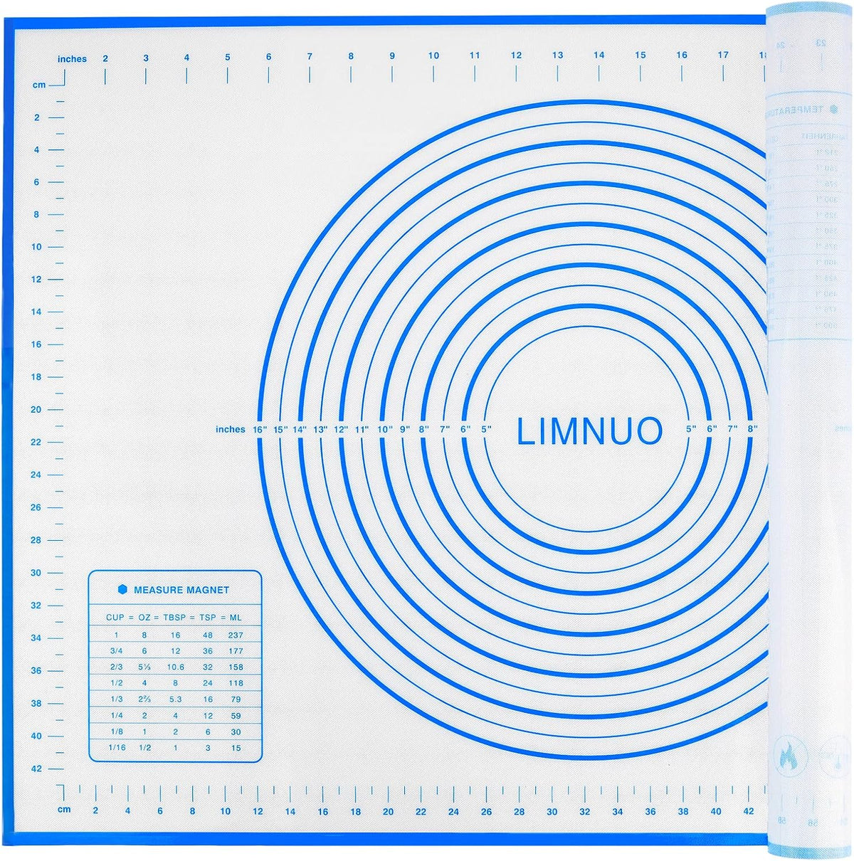 Silicone Baking Mat，Non Stick Rolling Dough with Measurements for Pie Pizza Cookies Fondant Making，Extra Thick Non Slip Silicone Pastry Mat