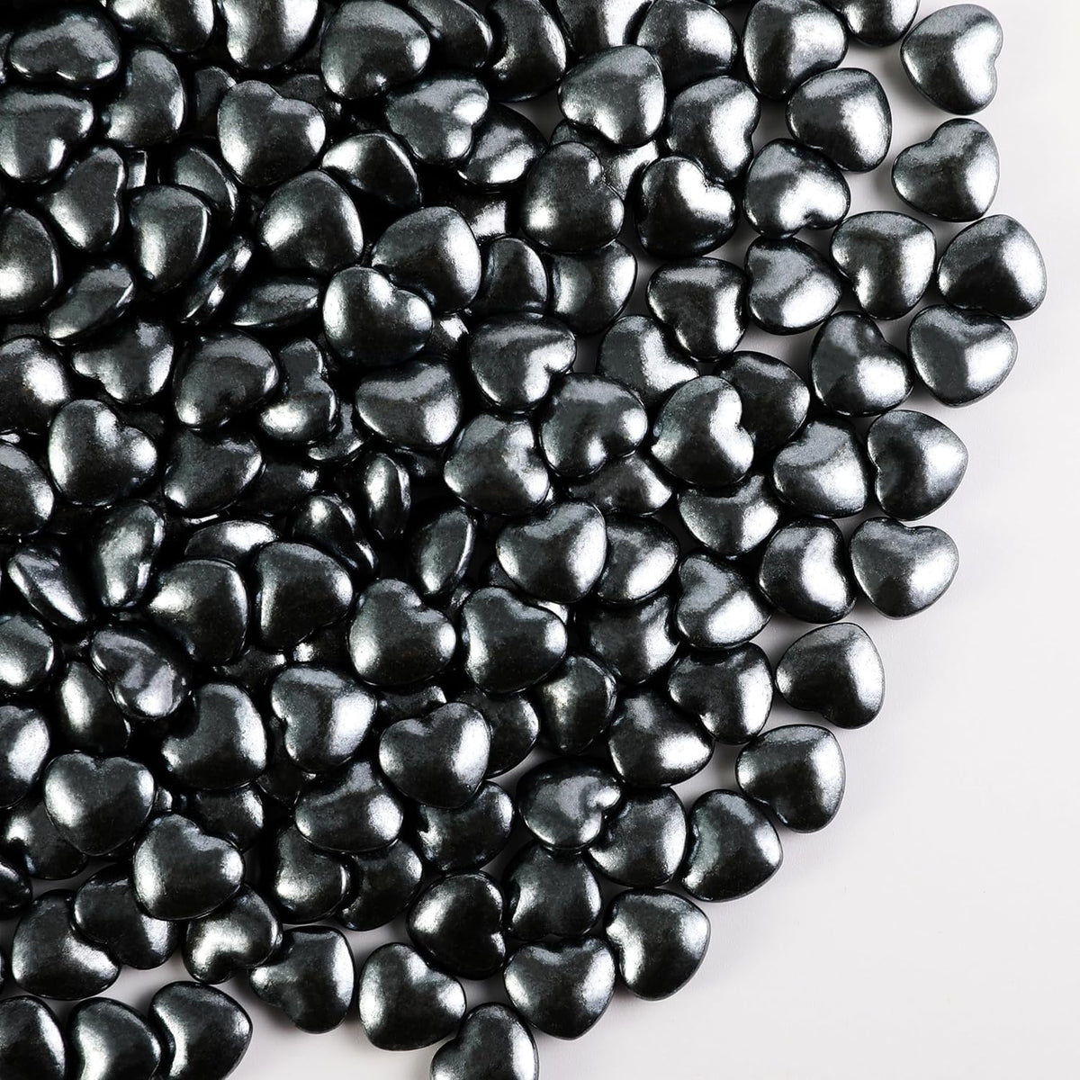 Kasvan Black Heart Shapes Sprinkles - Edible Candy Pearls 130g/4.58 Oz, Mix Size, Baking Cake Decorations, Ice Cream Toppings and Cookie Decorating, Wedding Party Chirstmas Supplies (Black)