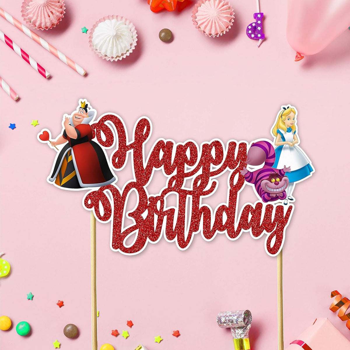Seyal® Alice in Wondrland Happy Birthday Cake Topper