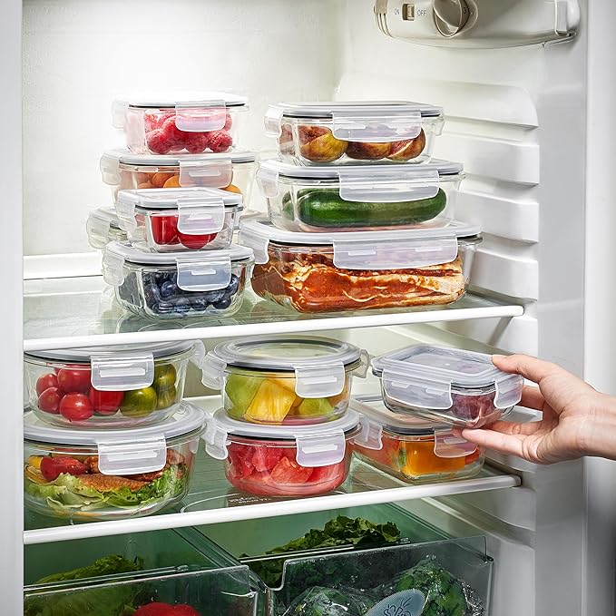 Sorbus Glass Meal Prep Containers, Dishwasher and Oven Safe Reusable Meal Prep Containers, Freezer Safe Glass Food Storage Containers with Airtight Lids
