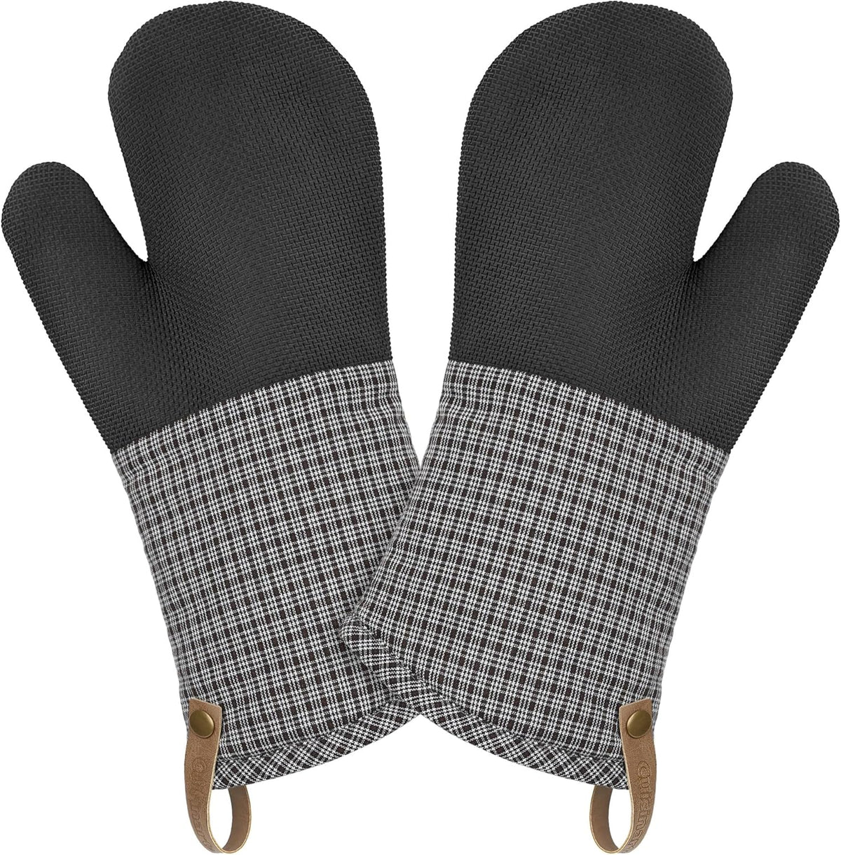 Cuisinart Heritage Kitchen Oven Mitts – Heat-Resistant Kitchen Mitts for Oven with Non-Slip Neoprene Palm, Long Cuff, and Cotton Filling – Durable Oven Gloves for Cooking, Baking, & Grilling