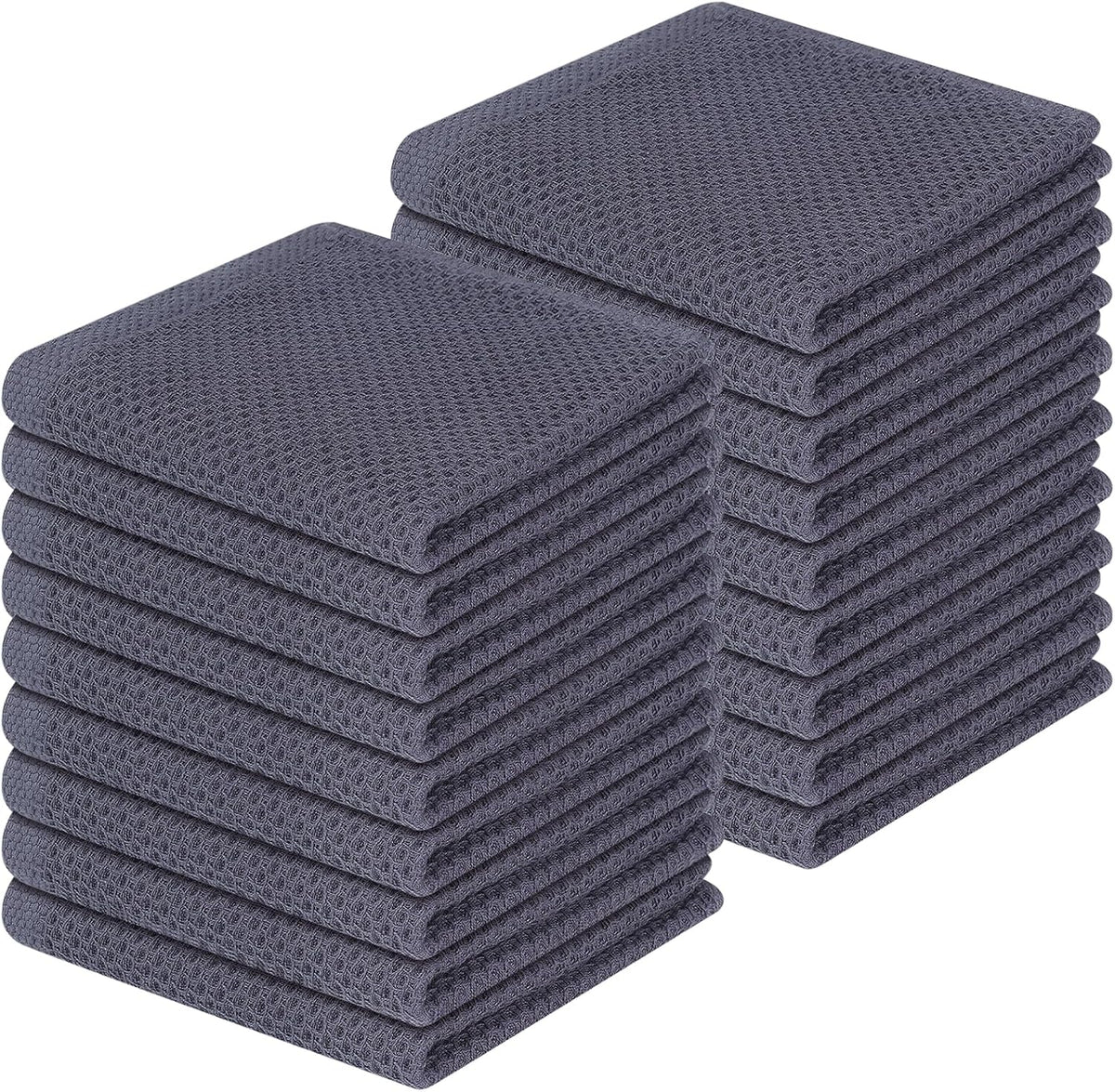 Homaxy 100% Cotton Waffle Weave Kitchen Dish Cloths, Ultra Soft Absorbent Quick Drying Dish Towels, 12 x 12 Inches, 18-Pack, Dark Grey