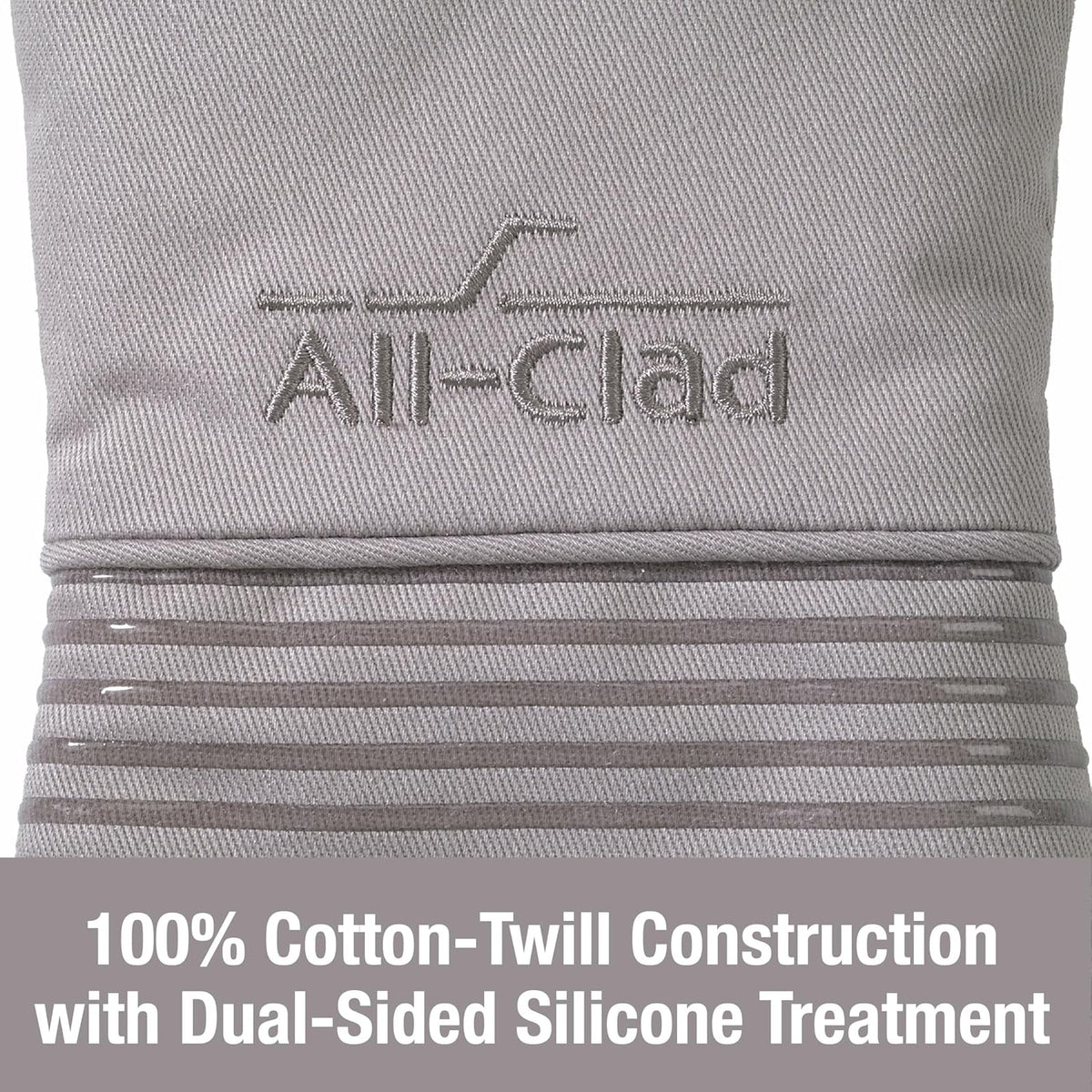 All-Clad Premium Silicone Oven Mitt: Heat Resistant to 500 Degrees - 100% Cotton & Silicone, 14"x7" Pot Holder for Kitchen and Barbeque, (1-Pack), Titanium Gray