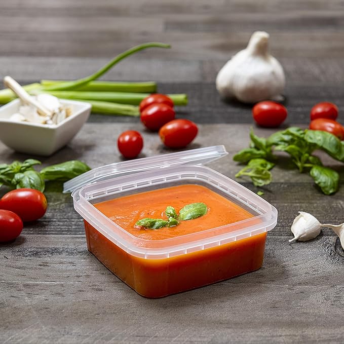 NYHI 40 Pack Square Clear Deli Containers with Lids Disposable BPA Free Square Plastic Food Storage Containers with Lids Airtight for Meal Prep Take Out Kitchen (8 oz)