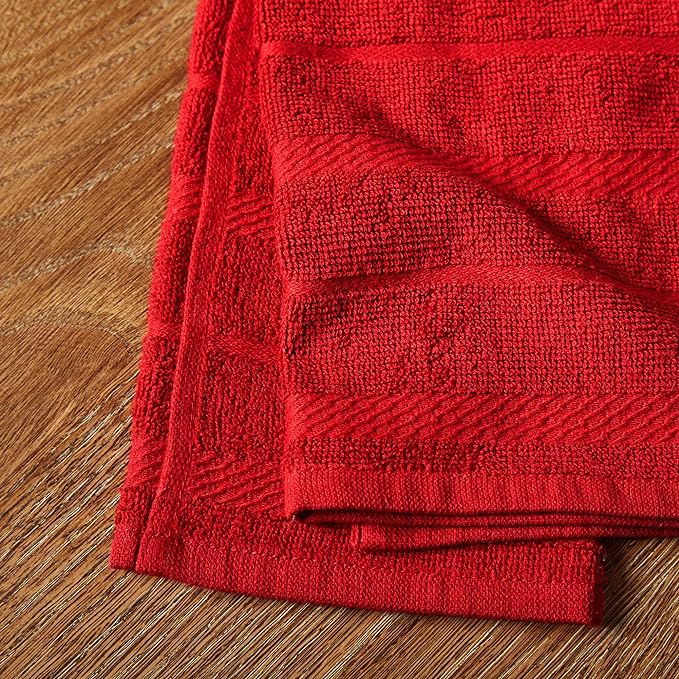KitchenAid Albany Kitchen Towel 4-Pack Set, Passion Red/White, 16"x26"