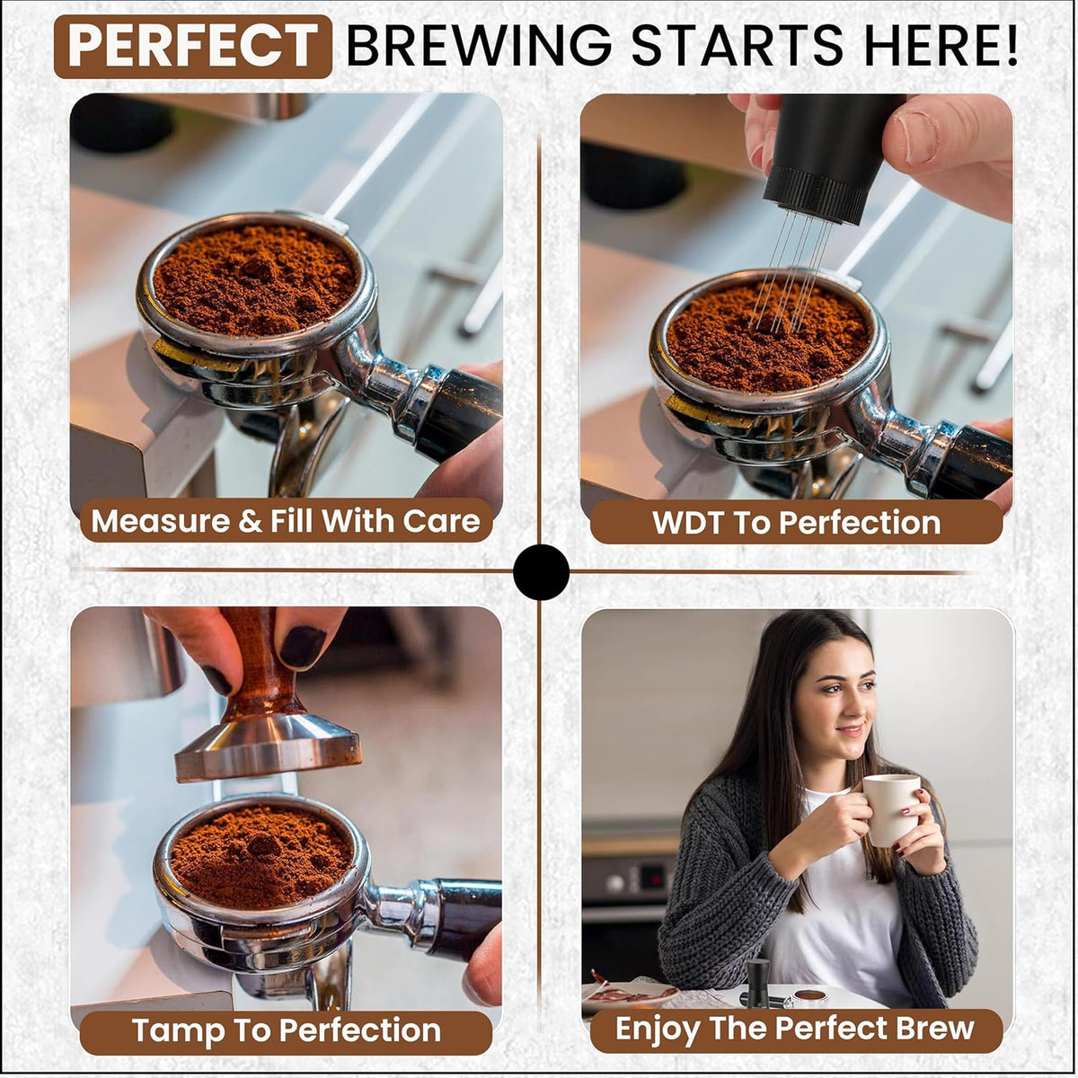 WDT Espresso Tool – Premium 0.35mm Needle Coffee Stirrer for Baristas | Precision Espresso Distribution Tool for Better Extraction with Extra 10 Needles | Matt Black