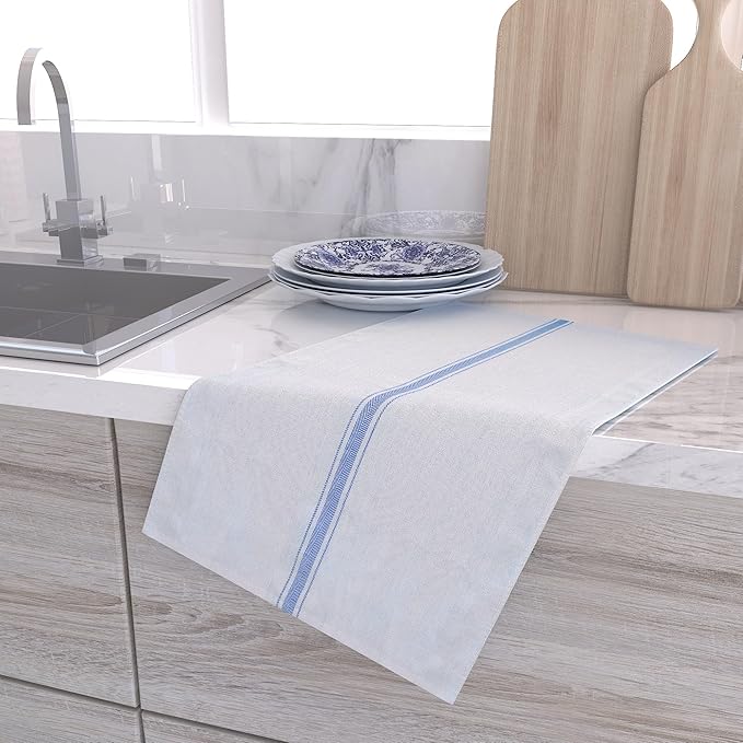 RIVERSTREAM Dish Towels - (Blue, 30-Pack) 100% Cotton, 14 x 25 Inches, Super Absorbent, Reusable Cleaning Kitchen Dish Towels Set