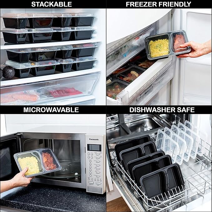 Igluu Meal Prep Containers [30 pack] 1 Compartment with Airtight Lids - Plastic Food Storage Bento Box - BPA Free - Reusable Lunch Boxes - Microwavable, Freezer and Dishwasher Safe (28 oz)