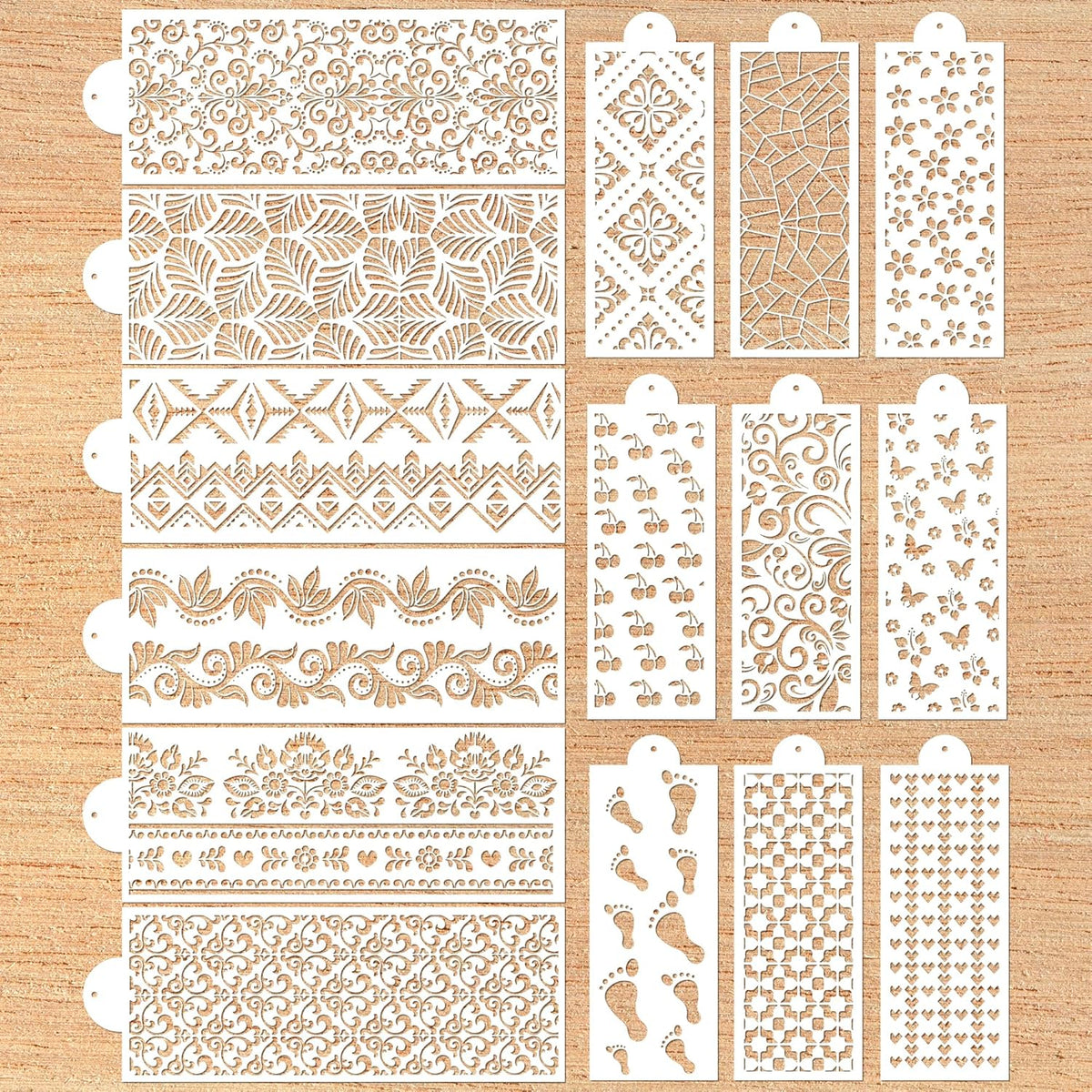 Cake Buttercream Decorating Stencils - 15 Pcs Reusable Cake Stencils Floral Boarder, Cookies Royal Icing Stencils Biscuits Decorating Template Cake Baking Stencils