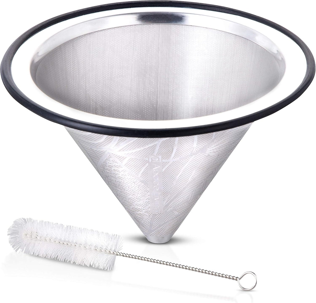 Compatible with Hario V60 Pour Over Coffee Filter - Wide Metal Base Reusable Stainless Steel Coffee Dripper - Paperless Coffee Filter for Sustainable Brewing