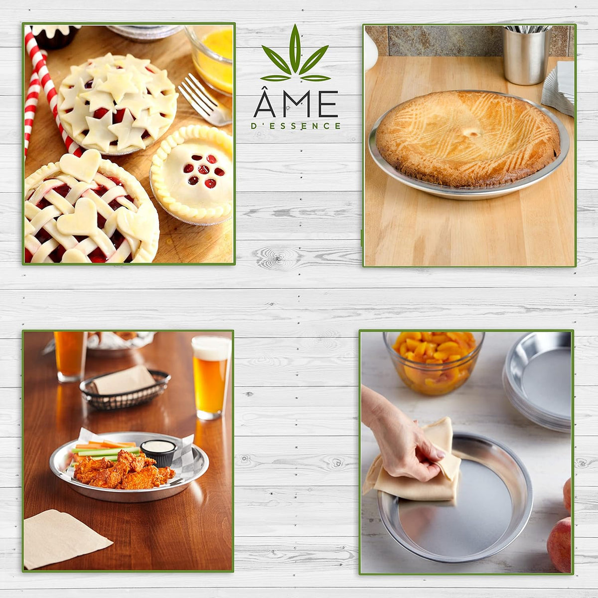 AME D'ESSENCE (1PC-12) Aluminum Pie Pan Commercial Grade Round Pie Plate Size 12" x 1mm Thick