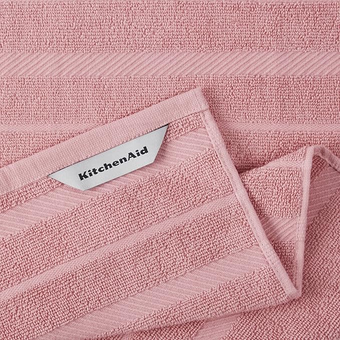 KitchenAid Albany Kitchen Towel 4-Pack Set, Dried Rose/White, 16"x26"