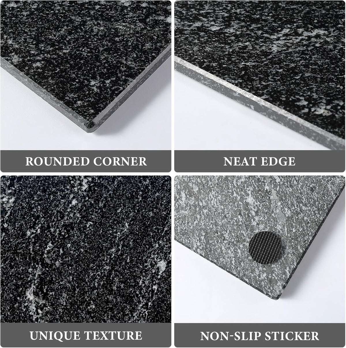 Koville Natural Black Marble Cutting Board for Kitchen Counter, 12" x 8" Real Stone Slab Marble Cheese Board for Home Decor, Granite Pastry Boards Granite Cutting Boards Bathroom Tray Candle Plate