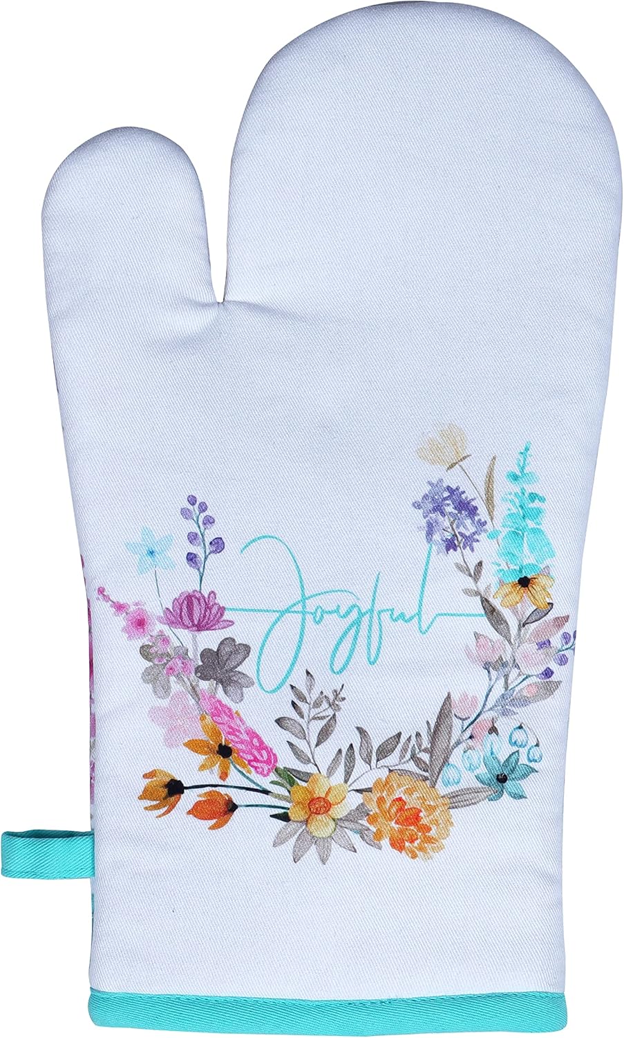 AMOUR INFINI Oven Mitts Set of 1 Quilted Liner with Hanging Loop Non Slip, Heat Resistant, Washable Reusable Oven Mitt (Joyful Floral - 7x13 Inches)