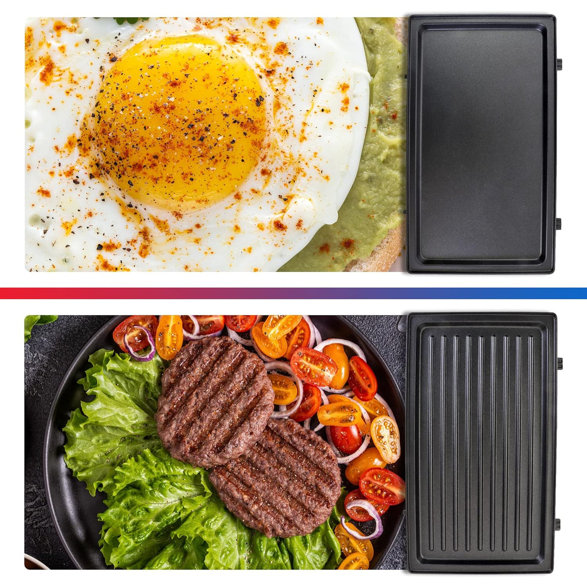 Total Chef 4 in1 Grill Waffle Maker - Mini Belgium Waflera, Sandwich, Panini Press Machine, Electric, Non-Stick Removable Plates, Easy To Clean Countertop Cooking Kitchen Appliance For Breakfast