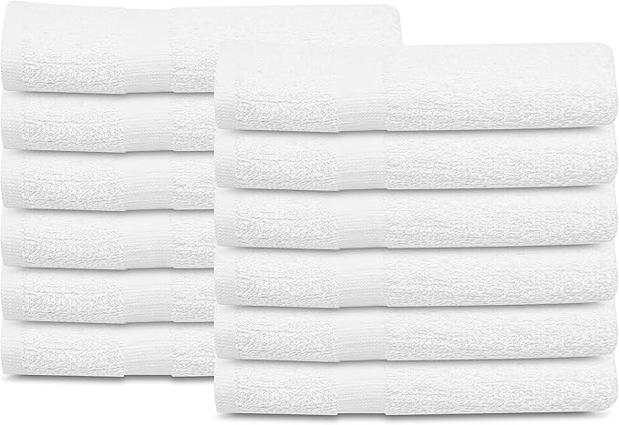 GOLD TEXTILES 24 PCS New White 20X40 Cotton Blend Economy Bath Towels Soft & Quick Dry Salon Hair Towel-Gym Towel (2 Dozen)