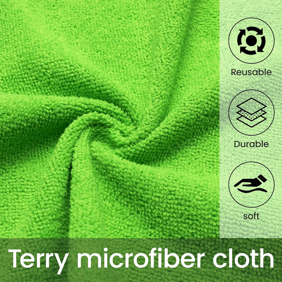 Greenfound Microfiber Cleaning Cloth Roll -80 Pack, 11.5x11.5, Tear Away Towels, Reusable and Washable Rags, Green