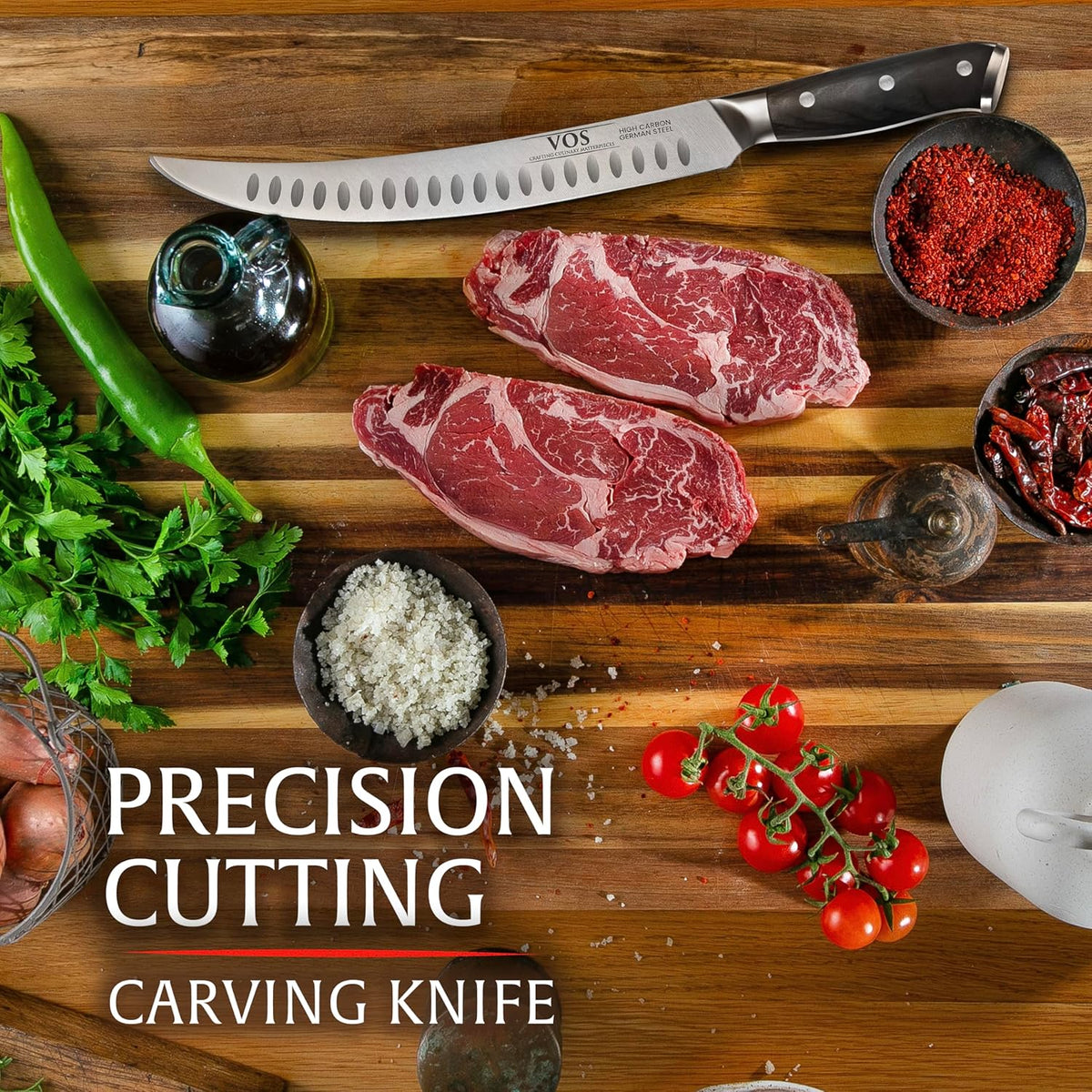 Vos 10" Breaking Knife & Butcher Knife – German Steel Brisket Slicer with Ergonomic Handle, Razor Sharp Blade, Full Tang Carving Knife for BBQ & Meat, Includes Gift Box