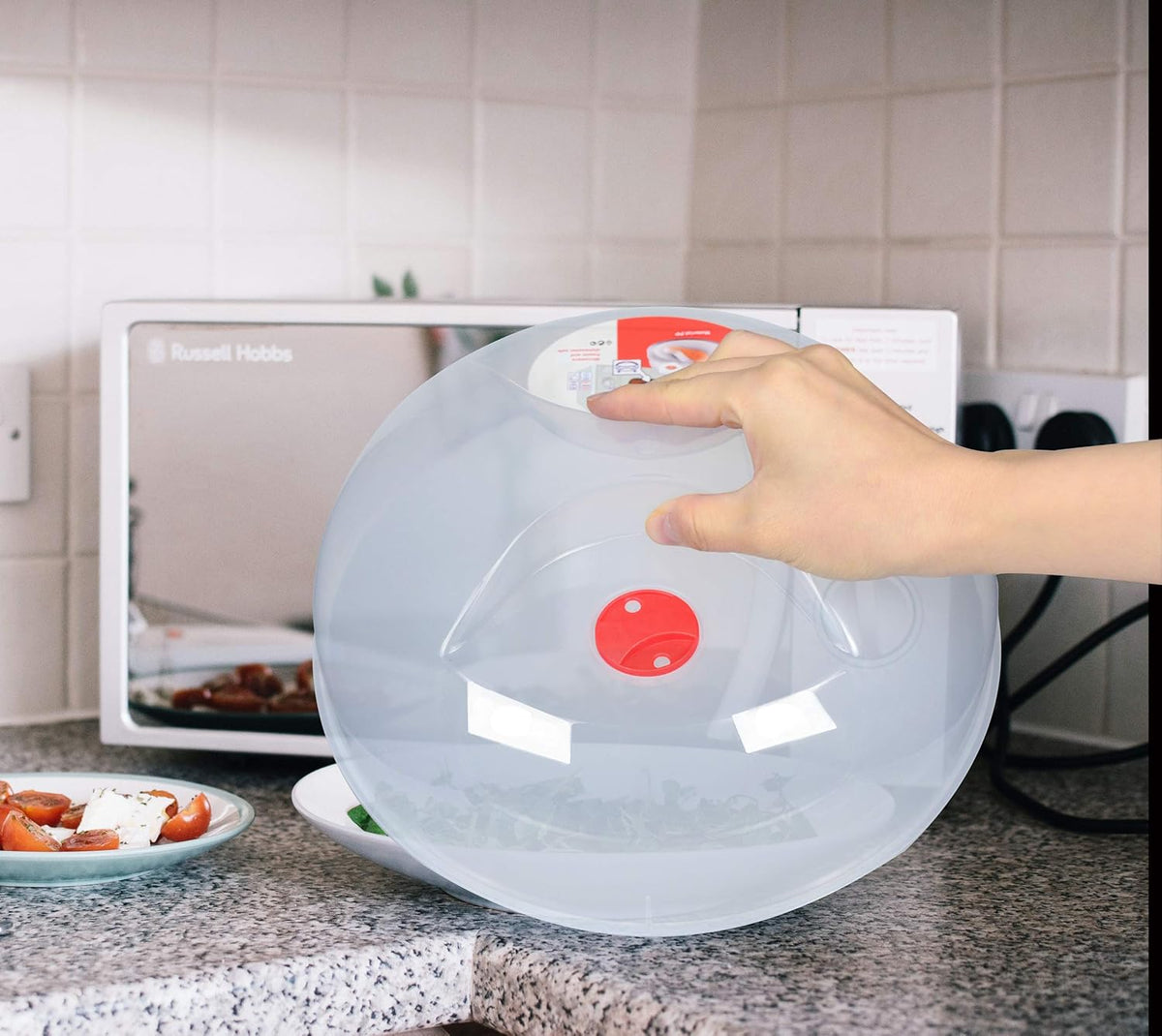 Microwave Cover for Food, Large Microwave Plate Cover Guard Lid with Steam Vents Keeps Microwave Oven Clean, 11.5 Inch BPA Free & Dishwasher Safe-2PCS red