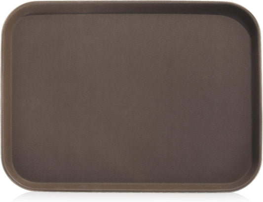 New Star Foodservice Restaurant Grade Non-Slip Tray, Plastic, Rubber Lined, Rectangular (Brown, 15-Inch x 20-Inch)