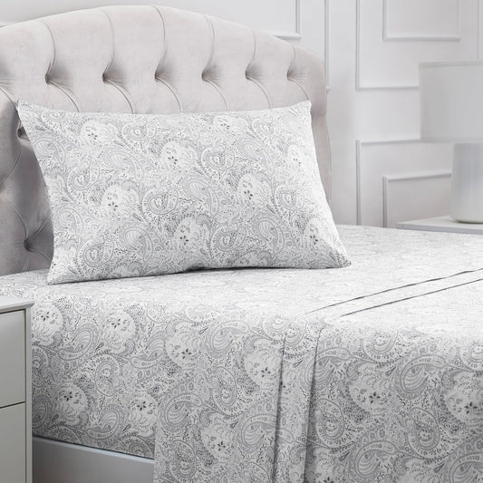 Mellanni Twin Sheets Set - 3 PC Iconic Collection Bedding - Hotel Luxury, Extra Soft, Cooling Bed Sheets - Wrinkle, Fade, Stain Resistant (Twin, Paisley Gray)