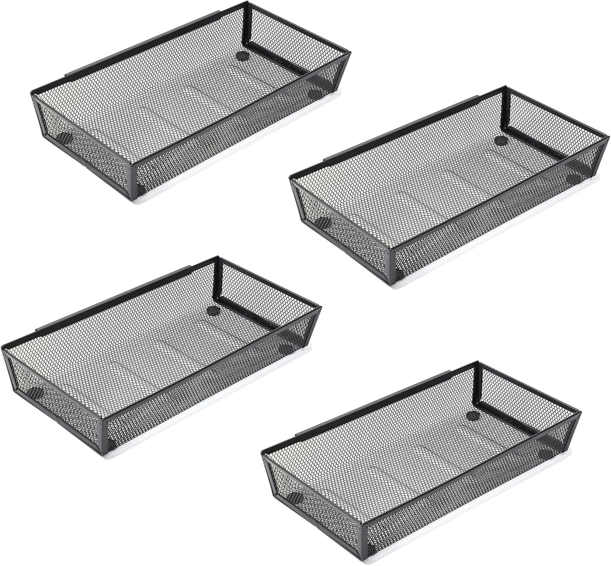 Silverware Organizer ，Mesh Cutlery silverware Tray for Drawer，Tool tray organizer,Utensil Flatware Tableware Organizer for Kitchen,Office,with Non-slip,Fits Standard Drawer,(6x12 IN) 6PSC,Black