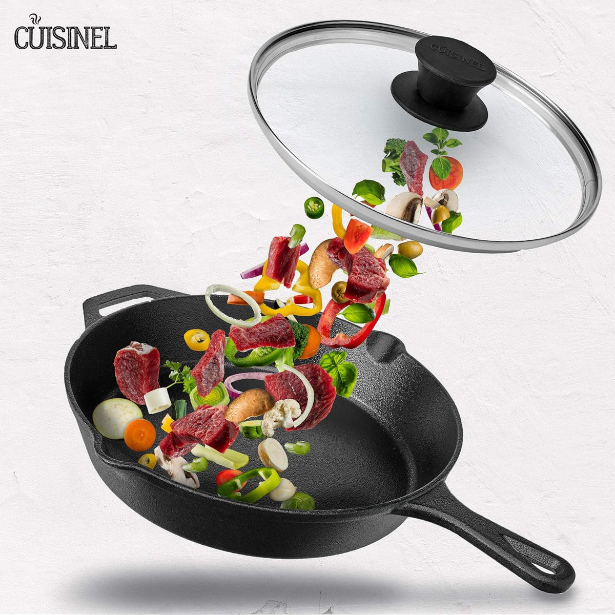 Glass Lid - 12"-inch/30.48-cm/308mm - Compatible with Lodge - Fully Assembled Tempered Replacement Cover - Oven Safe for Skillet Pots Pans: Universal for all Cookware: Cast Iron, Stainless, Non-Stick