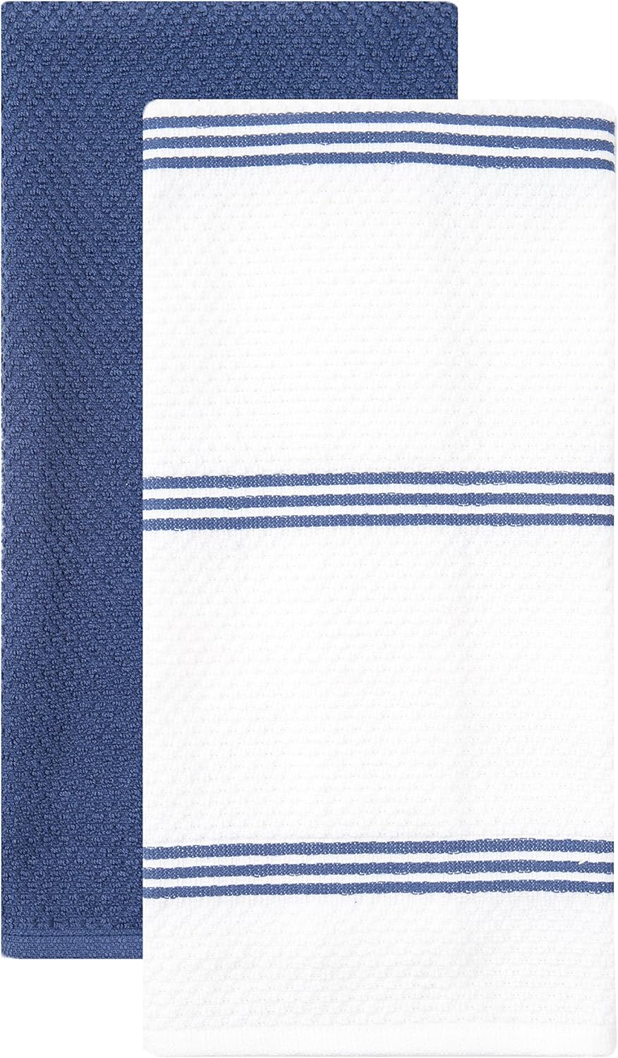 Sticky Toffee 9-Piece Kitchen Set – Dark Blue 100% Cotton Terry Dish Towels, Dishcloths, Oven Mitts, and Pot Holders with Non-Slip Silicone Grip, Oeko-Tex Cotton
