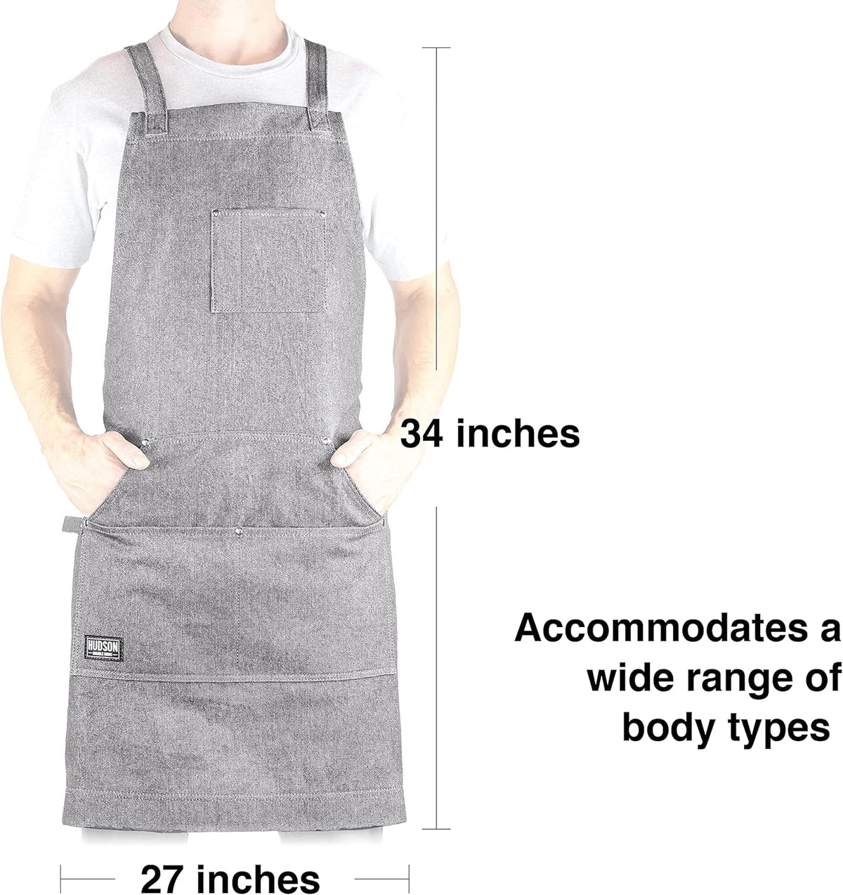Hudson Durable Goods - Professional Grade Chef Apron for Kitchen, BBQ & Grill