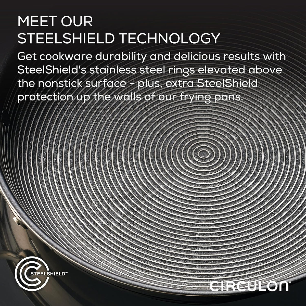 Circulon Clad Stainless Steel Frying Pans/Skillet Set with Hybrid SteelShield and Nonstick Technology, 10 Inch and 8.5 Inch, Silver