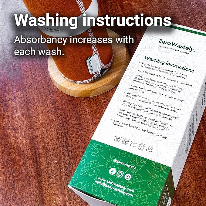 Reusable Paper Towels - Value Pack of 24 Paperless Paper Towels! - 100% Cotton, Super Soft, Absorbent, Washable and Made To Last