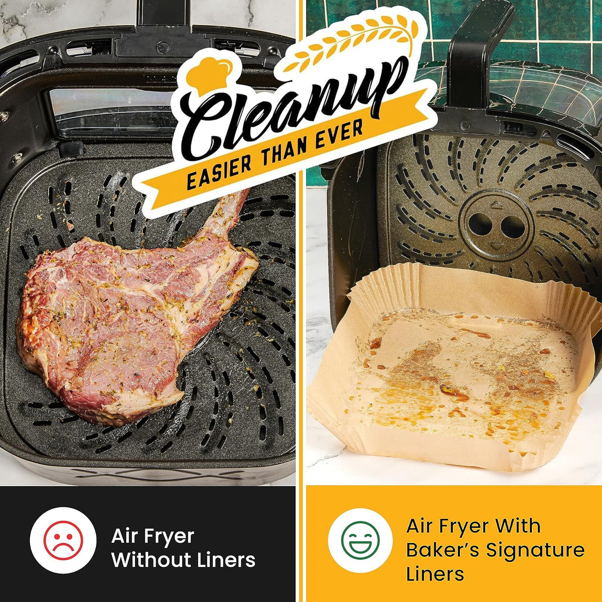 250 pcs Air Fryer Liners, Disposable Airfryer Paper Liners – Non-Stick and Oil Proof for Easy Cleanup, Great for Oven, Pans & Baking – 8” Square for 5-8 qt Basket by Baker's Signature