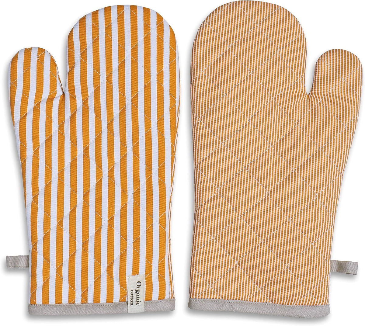 AMOUR INFINI Cotton Oven Mitts Set of 1 with Hanging Loop Non-Slip, Heat Resistant, Reusable Oven Mitt for Baking Cooking Kitchen Oven Gloves (Yellow)